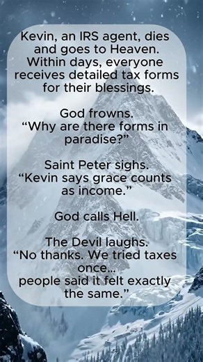 “Taxes in Heaven.” 🧾😅#joke #funny #comedy #taxes #irs #heaven #hell #darkhumor #shorts #viral