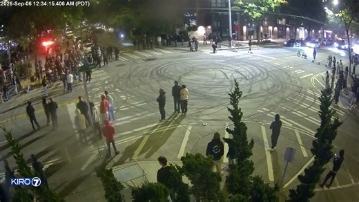 KIRO 7 surveillance video shows illegal street takeover before deadly shooting