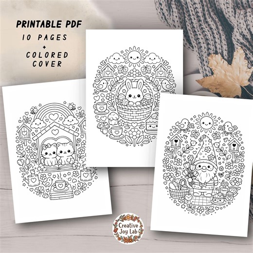Spring Mandala Coloring Pages for Adults – Cute Printable Coloring Book PDF – Cozy Relaxing Aesthetic Activity - Etsy