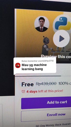 Membalas @user6281p3710gass bang free course Machine learning using Python, ambil sebelum expired #IT #selfimprovement #machinelearning #python #programming #coding