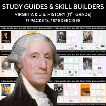 BUNDLE: 17 Study Guides & Skill Builders for Virginia & US History (11th Grade)