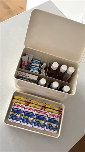 First aid, but make it aesthetic 🩹✨ Our First Aid Container keeps the essentials organised and your home looking its best! Shop here https://thehomelabel.co.nz/collections/laundry/products/first-aid-container | The Home Label