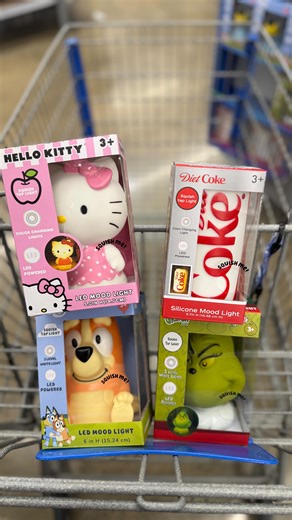 8.9K views · 243 reactions | ✨These NEW squishy LED mood lights are too fun — and yes, I NEED the Diet Coke one  Pick from Hello Kitty, Bluey, Stitch, Grinch, Diet Coke & more! They’re soft, squeezable, and give off the cutest glow! Perfect for desks, bedrooms, or gifting. Link in bio to check availability ($12.98) #walmart #giftidea #holidaygifts | Walmart Gems | Facebook