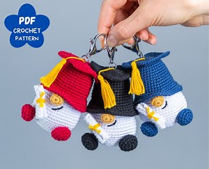 Crochet Patterns Graduation Gnomes, Crochet Keychain Pattern, Graduation Gifts Crochet Gnome Keychain Pattern, Crochet Gift for Teacher - Etsy