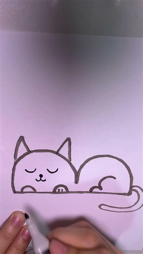 Draw a Cute Sleeping Cat in Minutes 😴 | Beginner Friendly #coloring #art #cute #easydrawing