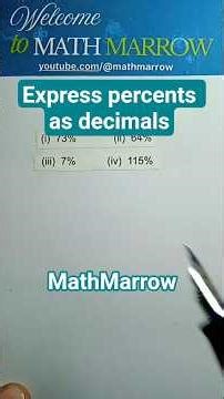 How to express given percents as decimals #MathMarrow #percentage #decimals #convert