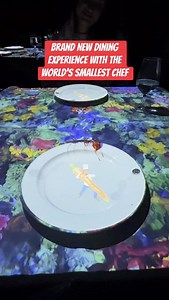 There's a new fun and exciting interactive dining experience in Cleveland, Ohio. @le.petitchef is a new experience being offered at the Metropolitan at the 9 @the9cle in Downtown Cleveland, and I was so excited to check it out. ✨ AMBIANCE The ambience is dimly lit. Tables are arranged in either four tops or two tops. Projectors are installed above each plate, creating an immersive dining experience involving a tiny chef that works around the table to prepare each of your five courses via 3D anim
