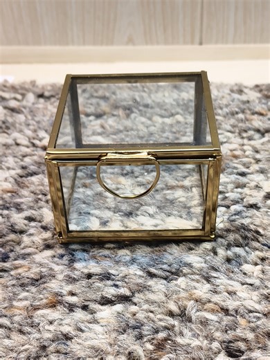Glass Jewelry Box with Brass Frame – Perfect Gift for Women, Wedding & Special Occasions Mini case