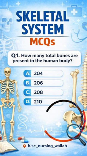 B.Sc Nursing | 🎯10K on Instagram: "🦴 SKELETAL SYSTEM – MCQ 🦴 PART-1 . 💡 Like ❤️ | Save 📌 | Share 🔁 . 👩‍⚕️ Follow for daily nursing MCQs & notes 📍 @b.sc_nursing_wallah . #bsc_nursing_wallah #skeletons #mcq #knowledgeispower📚 #explore #médical #foryou #dailymcq #exampreparation"