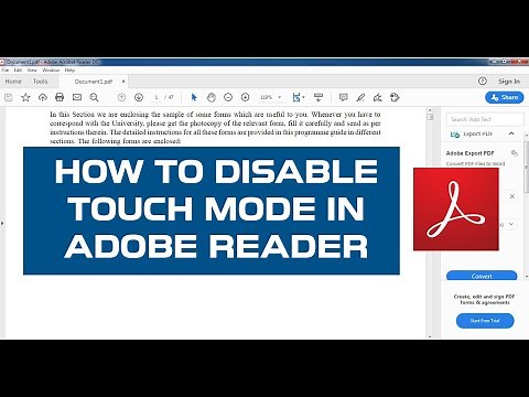 How To Disable Touch Mode In Adobe Reader In Touch Screen Computer