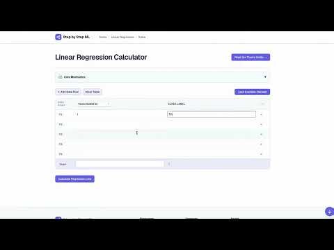 Linear Regression Step-by-Step Solver | StepByStepML
