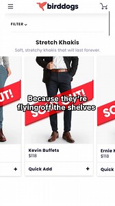 4.8/5 ⭐️⭐️⭐️⭐️⭐️ (40,000 reviews) “These pants have a really cool texture and color, and an overall look that doesn’t scream “I’m a stretchy pair of pants,” but are in fact very stretchy, which makes the slim fit quite comfortable.” - Dominic ☁️ Soft and stretchy 🥇 Best fitting khakis 🔑 Athleisure features like TONS of pockets Buy multiple pairs for a free gift! | birddogs
