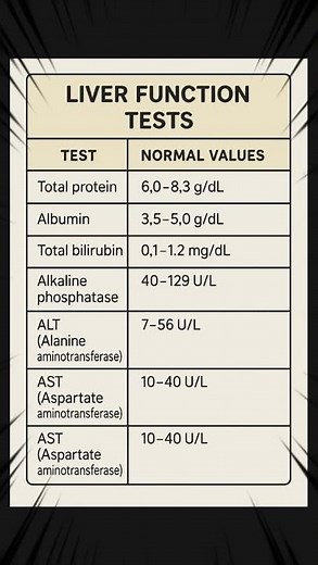 liver function tests- normal values