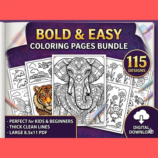 115 Animal Coloring Pages for Kids, Intricate Mandala Designs for Boys & Girls, Relaxing Toddler Activity, Instant Download Printable PDF - Etsy