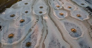 Aerial view of effluent discharge from a pulp and paper mill in Brunswick, Georgia.