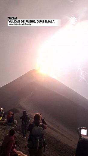 Onlookers were left in awe as a spectacular bolt of lightning appeared to burst from an erupting volcano in Guatemala. #volcano #lightning #Guatemala #reels #weather | AccuWeather