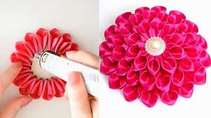 Elegant Kanzashi Dahlia Flower From Satin Ribbon