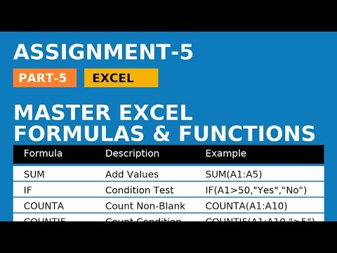 Excel Assignment 5 | SUM, IF, COUNTA, COUNTIF, SUMIF, VLOOKUP, LOOKUP Full Explanation
