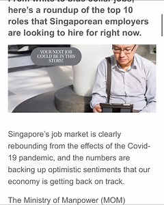 100K views · 333 reactions | Singapore’s job market is clearly rebounding, and the numbers are backing up optimistic sentiments that our economy is getting back on track. Read the full article on Workipedia by MyCareersFuture https://go.gov.sg/workipedia-top10-job-vacancies-pay Your next job could be here! | Workforce Singapore - WSG | Facebook