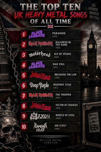 The Top Ten UK Heavy Metal Songs of all time