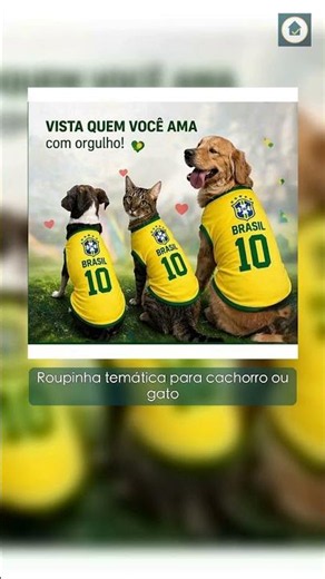 Roupa Pet Brasil por Menos de R$60 | Camiseta da Copa para Cachorro e Gato