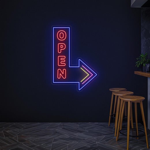 Vertical Open Neon Sign With Arrow for Business, Outdoor Bar Open Sign, Large Light up Open Sign Door Signs for Business, Shop Open Signage - Etsy