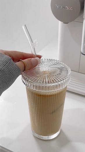 Ribbed Glass Cup Unboxing and Coffee ASMR Sounds