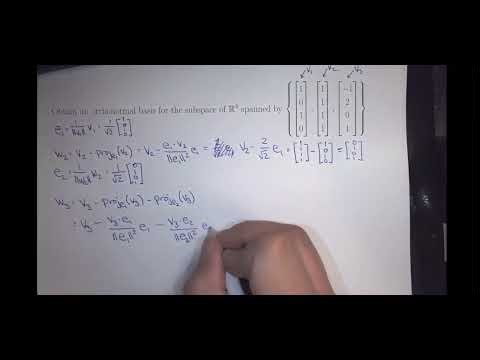 Example: Find an orthonormal basis for the vectors that span the subspace of the given vectors.