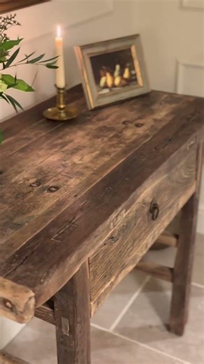 History you can touch.Obsessed with this Reclaimed Elm masterpiece. #consoletable #sustainableluxury