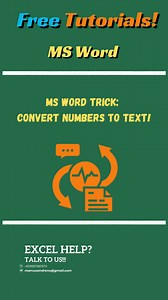 Did you know you can easily convert numbers into text in MS Word? Learn this quick trick and save time! Watch the video for the full tutorial. Don’t forget to share and follow for more tips! #Excel #exceltips #exceltutorial #exceltraining #msexceltips #freelancing #freelancer #msword | Marcus Andreno