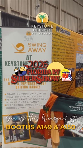 We’re at the 2026 Florida RV SuperShow! 🚐 Find Keystone Heights RV Resort at Booths A149 & A150 this weekend. Come say hi and see what life at KHRVR is all about! #FloridaRVSuperShow #KHRVR #RVLife #RVShow #RVLiving Florida RV Trade Association Keystone Heights RV Resort | Keystone Heights RV Resort