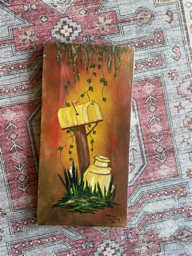 Rustic Mailbox Painting on Canvas, Vintage Folk Art, Cottagecore Wall Art, Landscape, Cozy Home Decor - Etsy