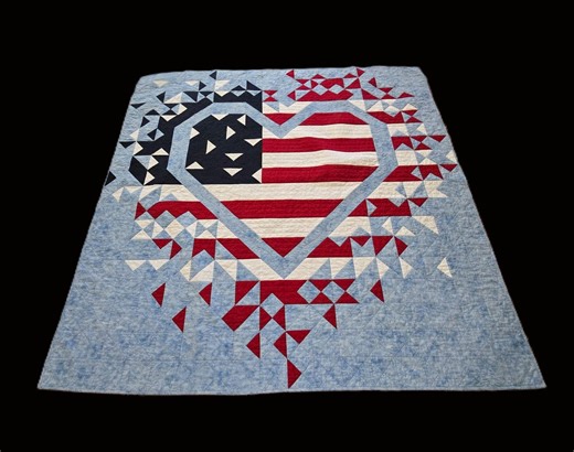 Patriotic Exploding Heart Lap Quilt-valor Lap Quilt - Etsy