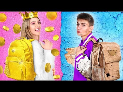 Estudiante Rica vs Estudiante Pobre | Primer Día En Pobre en Nueva Escuela de Ricos