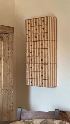 I decided to mix two of my favorite things, wood & stripes into one stunning little wall cabinet! I’ve seen these IKEA moppes storage boxes for a while and always wanted to create something with them. The little #diy handles are just the perfect addition to the drawers 🤎 ps. I added two small D rings to the backside to hang it on the wall | Lone Fox