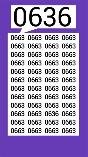 Keen Vision? Locate the hidden 0636 in 5 seconds! #fypシ゚viral #fypviral #fyp #iqtest #shorts #eymath