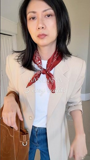 3 easy outfit ideas for a #bandana scarf 🟥#fashion