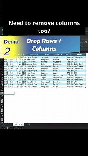 Excel DROP Function in 55 Seconds 🤯 | Remove Rows Without Deleting #shorts