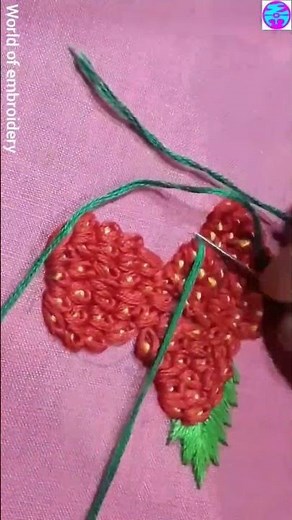 Easy Strawberry Embroidery 🍓 | Hand Embroidery Shorts