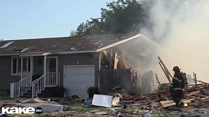 Footage from this evening's house explosion in Garden City. Authorities were not able to confirm if there were any injuries, but a bystander says they witnessed a man being pulled out with severe burns. 📹: Jake Thompson | KAKE News