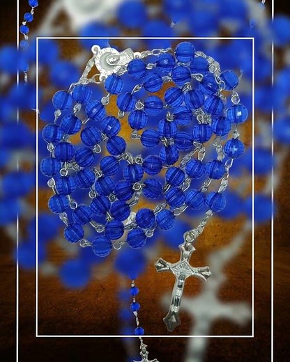Blue Rosary with Silver, Tone Chain and Crucifix