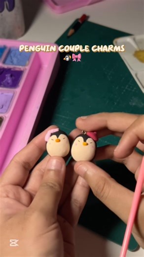 Diy Cute little couple penguins phone charm🐧🎀 #shorts #penguin #diy #craft