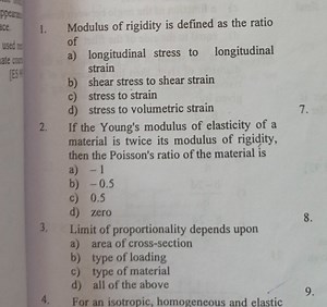 Modulus of rigidity is defined as the ratio of   a) longitudin... | Filo