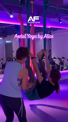 ANYTIME FITNESS PV12 SETAPAK on Instagram: "Aerial Yoga with Alice ✨ A beautiful mix of strength, stretch, and flow..all supported by the hammock. Relax the mind, lengthen the body, and move with grace 🧘‍♀️"