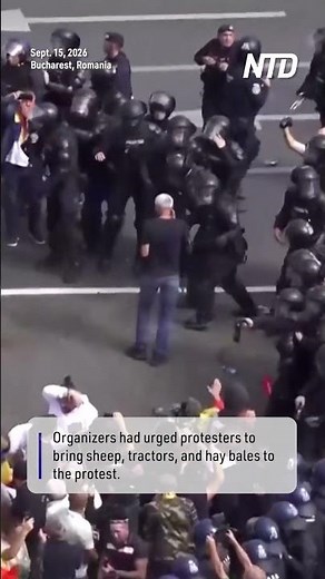 Scuffles Break Out Between Protesting Romanian Farmers and Security Forces