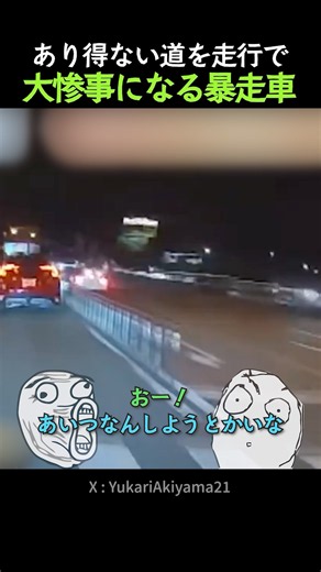 あり得ない道を走行で大惨事になる暴走車