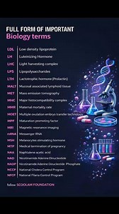Full Forms of Important Biology Terms 🧬 Biology is filled with abbreviations, but each one represents a key concept in life science and medicine. Knowing their full forms helps you understand topics better and build a strong foundation in biology. Perfect for quick revision and concept clarity. #BiologyTerms #ScienceLearning #BiologyStudents #StudySmart | Scoolam Foundation