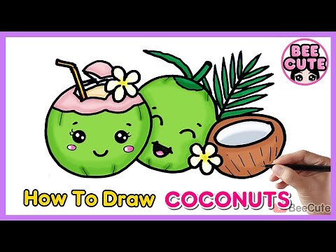How to Draw a Coconut, Coconut Water, and Coconut Shell | Easy and Cute Coconut Coloring Tutorial...