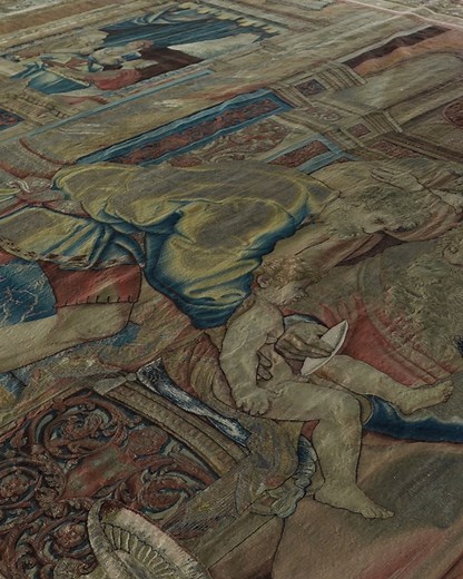 🪡 Unrolling one of Henry VIII's tapestries 🪡 Watch as our conservation team roll out one of the ten magnificent Royal Collection Trust Abraham tapestries - The Circumcision of Isaac: The Expulsion of Hagar. Read more about the long term conservation project on our latest blog ➡️ https://brnw.ch/21wNSL9 © Royal Collection Enterprises Limited 2024 | Royal Collection Trust | Hampton Court Palace