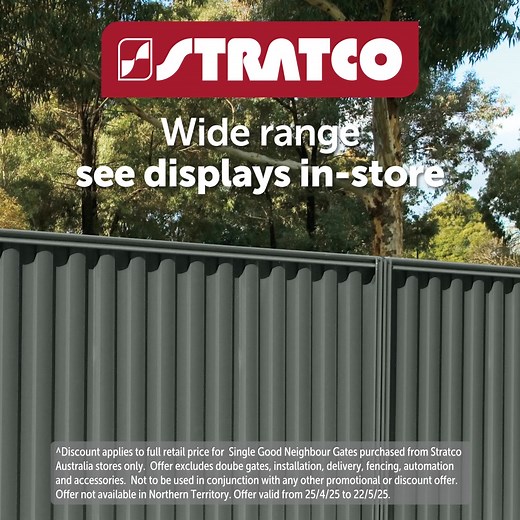 27 reactions | Beautiful from every angle. Stratco’s Good Neighbour® Fencing pairs sleek design with the strength of COLORBOND® steel, creating a fence both you and your neighbours will love. Choose from a range of profiles — and for a limited time, take 20% off a single Good Neighbour® gate. | Stratco | Facebook